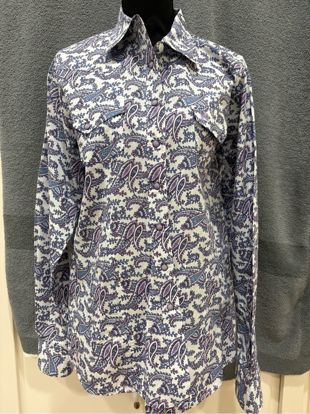 Cinch Purple and Blue Paisley Women’s pearl snap Button-Down Shirt